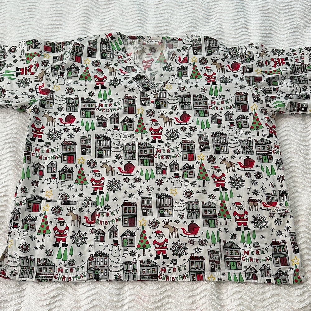 Smart Scrubs Festive Holiday Print Top